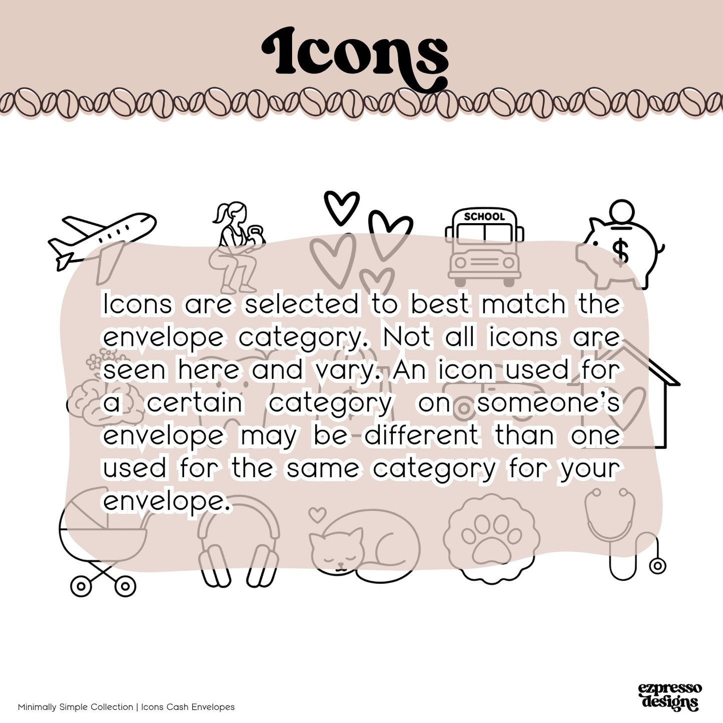 Minimally Simple Collection | Mini Icons Cash Envelopes