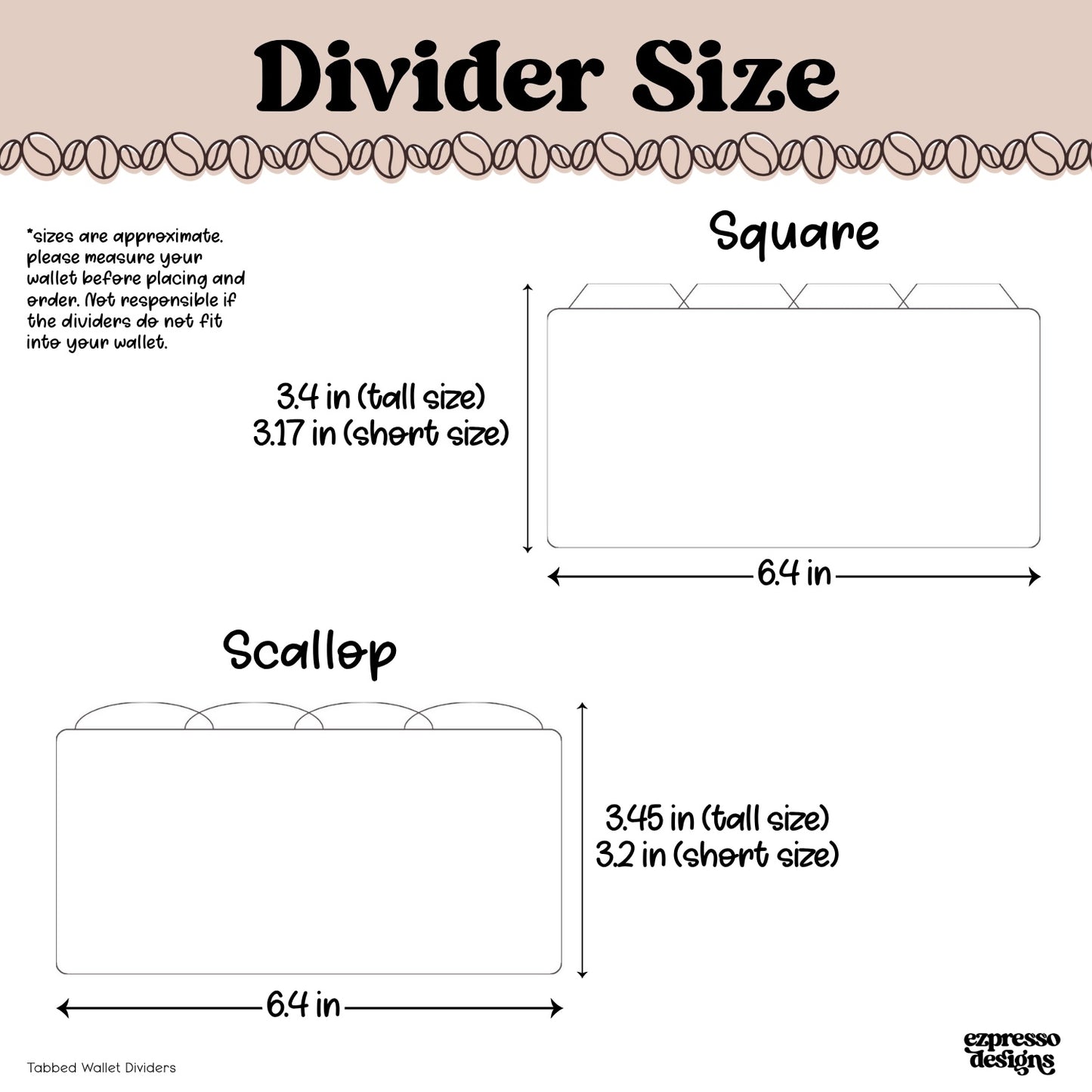 Wallet Dividers w/Colored Labels